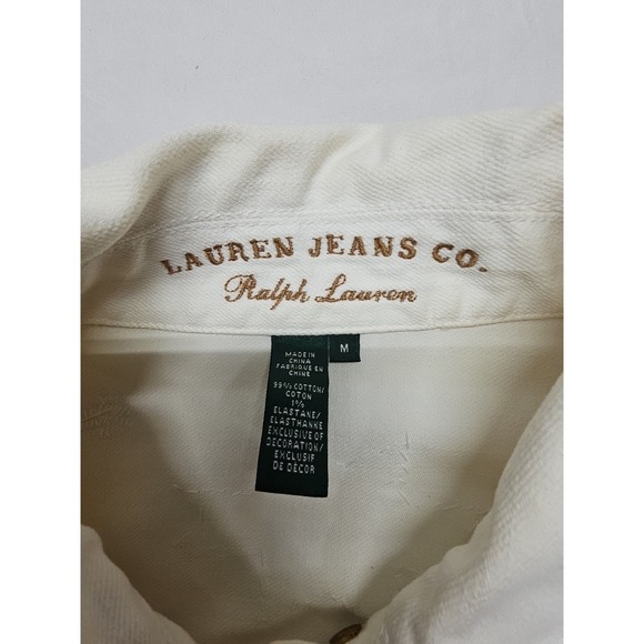 Ralph Lauren Women's White Jean Trucker Southwestern Jacket Size Med Beaded - Picture 7 of 16